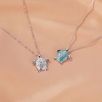 Nouveau Vent De L&#39;océan Simple Mignon Diamant Tortue Alliage Pendentif Collier De Chaîne De Clavicule main image 4
