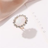 New Exaggerated Sunflower Ring Baroque Opal Stone Index Finger Ring Wholesale main image 5