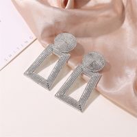 New Geometric Square Grain Metal Hollow Trapezoidal Alloy Pendant Earrings For Women main image 5