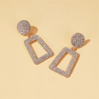 New Long Flashing Diamond Geometric Exaggerated Inlaid Diamond Square Hollow Earrings Wholesale main image 4