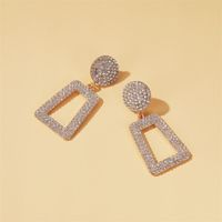 New Long Flashing Diamond Geometric Exaggerated Inlaid Diamond Square Hollow Earrings Wholesale main image 5