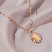 New Micro-inlaid Zircon Oval Necklace Cat's Eye Sun Flower Earrings Wholesale main image 6