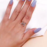 Versatile Exquisite Small Diamond-studded Joint H Letter Ring New Adjustable Ring Wholesale main image 1