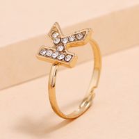 Fashion Trend Diy Letter Opening Adjustable Rin Simple Diamond K Letter Ring Wholesale main image 3