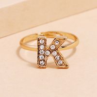 Fashion Trend Diy Letter Opening Adjustable Rin Simple Diamond K Letter Ring Wholesale main image 4