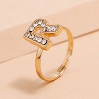 Koreanische Mode All-match-ring Einfache Trendige Diamant R Briefring Großhandel main image 3