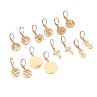New Geometric Hexapointed Star Hollow Tree Of Life Palm Earring Wholesale main image 1