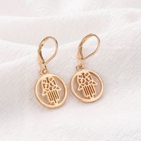 New Geometric Hexapointed Star Hollow Tree Of Life Palm Earring Wholesale main image 3