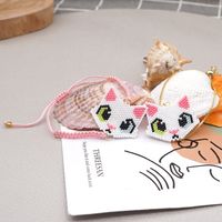 Korean Simple Cartoon Children's Animal Rice Beads Hand-woven Cat Bracelet For Women main image 5