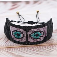 Hot-saling Ethnic Style Korean Rice Bead Woven Purple Devil Eye Bracelet For Women main image 2