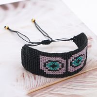 Hot-saling Ethnic Style Korean Rice Bead Woven Purple Devil Eye Bracelet For Women main image 4