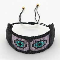 Hot-saling Ethnic Style Korean Rice Bead Woven Purple Devil Eye Bracelet For Women main image 5