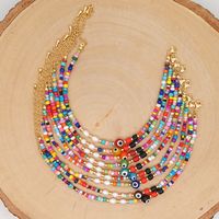 Bohemian Ethnic Style Eye Beads Rainbow Rice Beads Baroque Natural Freshwater Pearl Anklet Women main image 2