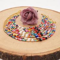 Bohemian Ethnic Style Eye Beads Rainbow Rice Beads Baroque Natural Freshwater Pearl Anklet Women main image 5