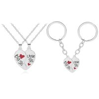 New English Big Middle Little Two-petal Love Stitching Necklace Key Chain Set main image 1