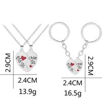 New English Big Middle Little Two-petal Love Stitching Necklace Key Chain Set main image 3