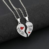 New English Big Middle Little Two-petal Love Stitching Necklace Key Chain Set main image 6