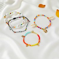 New Four-piece Woven Nepal Color Beaded Shell Bracelet Set For Women main image 4