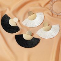 New Bohemian Retro Frosted Tassel Exaggerated Fan-shaped Earrings Wholesale main image 3