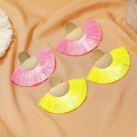 New Bohemian Retro Frosted Tassel Exaggerated Fan-shaped Earrings Wholesale main image 4