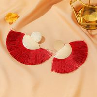 New Bohemian Retro Frosted Tassel Exaggerated Fan-shaped Earrings Wholesale main image 5
