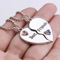Fashion All-match Hot-selling Best Friends Diamond Stitching Letter Love-shaped Alloy Necklace main image 1