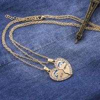 Fashion New Best Friends Love Dolphin Diamond Alloy Pendant Necklace main image 3