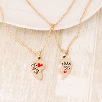 Fashion Hot-selling Good Sister Letter Gold Two-petal Love Stitching Alloy Necklace main image 3