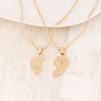 Fashion Hot-selling Good Sister Letter Gold Two-petal Love Stitching Alloy Necklace main image 5