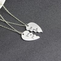 Hot-selling English Lettering Two-petal Stitching Love-shaped Alloy Pendant Necklace main image 1
