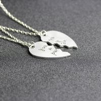 Hot-selling English Lettering Two-petal Stitching Love-shaped Alloy Pendant Necklace main image 3