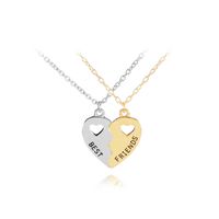 Fashion English Letter Hollow Heart-shaped Gold And Silver Stitching Alloy Clavicle Chain main image 1