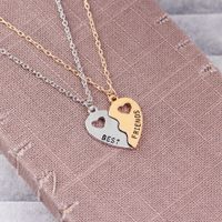 Fashion English Letter Hollow Heart-shaped Gold And Silver Stitching Alloy Clavicle Chain main image 3