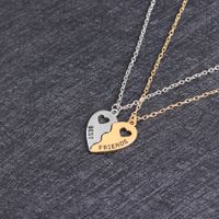 Fashion English Letter Hollow Heart-shaped Gold And Silver Stitching Alloy Clavicle Chain main image 4