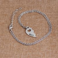 Fashion English Letter Hollow Heart-shaped Gold And Silver Stitching Alloy Clavicle Chain main image 5