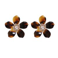 Vente En Gros Fleurs En Résine Naturelle Incrustées De Boucles D&#39;oreilles Boule De Diamant Pour Femmes sku image 3