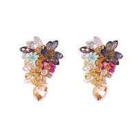 Knitted Glass Crystal Flower Tassel Exaggerated Flower Women's Fashion Earrings sku image 1