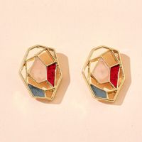 New Korean Color Geometric Figures Circle Flower Pearl Earrings Wholesale sku image 1