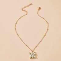 Moda Turquesa Pluma Amor Luna Aleación Cinco Estrellas Collar Colgante De Perlas Cuadradas Para Mujer sku image 6