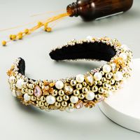 New Retro Dinner Fashion Baroque Gemstone Beaded Boutique Women's Flowers Wild Headband sku image 2