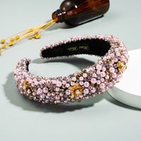 New Retro Dinner Fashion Baroque Gemstone Beaded Boutique Women's Flowers Wild Headband sku image 4