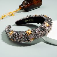 New Retro Dinner Fashion Baroque Gemstone Beaded Boutique Women's Flowers Wild Headband sku image 5