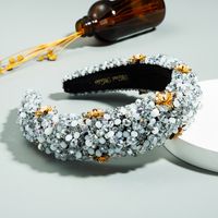 New Retro Dinner Fashion Baroque Gemstone Beaded Boutique Women's Flowers Wild Headband sku image 7