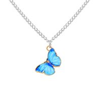 New Gradient Butterfly Simple Color Couple Alloy Clavicle Chain Necklace sku image 4