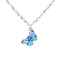 New Gradient Butterfly Simple Color Couple Alloy Clavicle Chain Necklace sku image 5