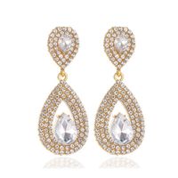 Fashion Water Droplets Plating Alloy Artificial Gemstones Earrings sku image 1