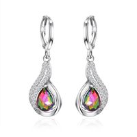 New Colorful Drop Pendant Diamond-studded Colorful Zircon Ear Buckle Earrings Wholesale sku image 1