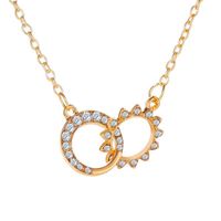 New Sun Moon Diamond Double Ring Alloy Necklace Clavicle Chain For Women sku image 1