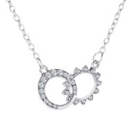 New Sun Moon Diamond Double Ring Alloy Necklace Clavicle Chain For Women sku image 2