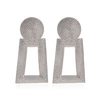 New Geometric Square Grain Metal Hollow Trapezoidal Alloy Pendant Earrings For Women sku image 2